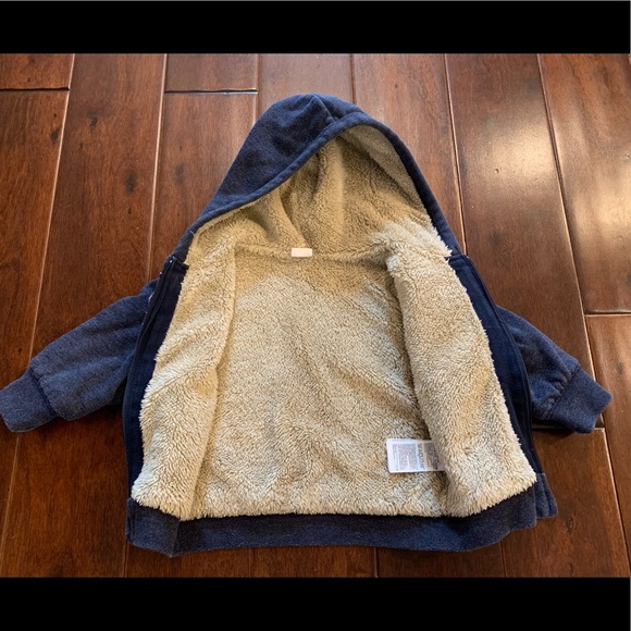 Gap logo cozy hooded jacket, Sherpa lined, 12-18 months - Picture 3 of 7